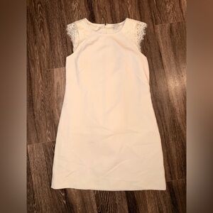 J. Crew White Lace-Trim Mini Dress